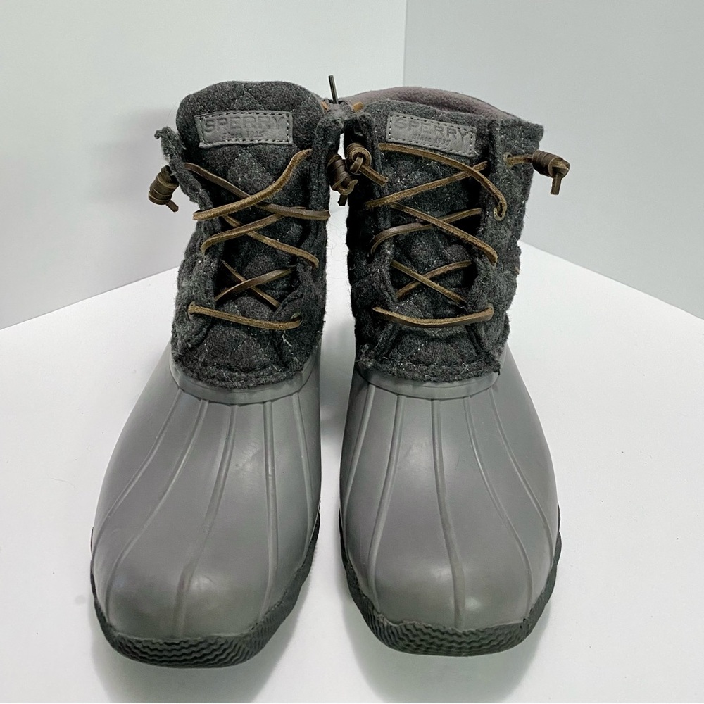 Sperry Grey Wool Quilted Saltwater Duck Boots size 8.5